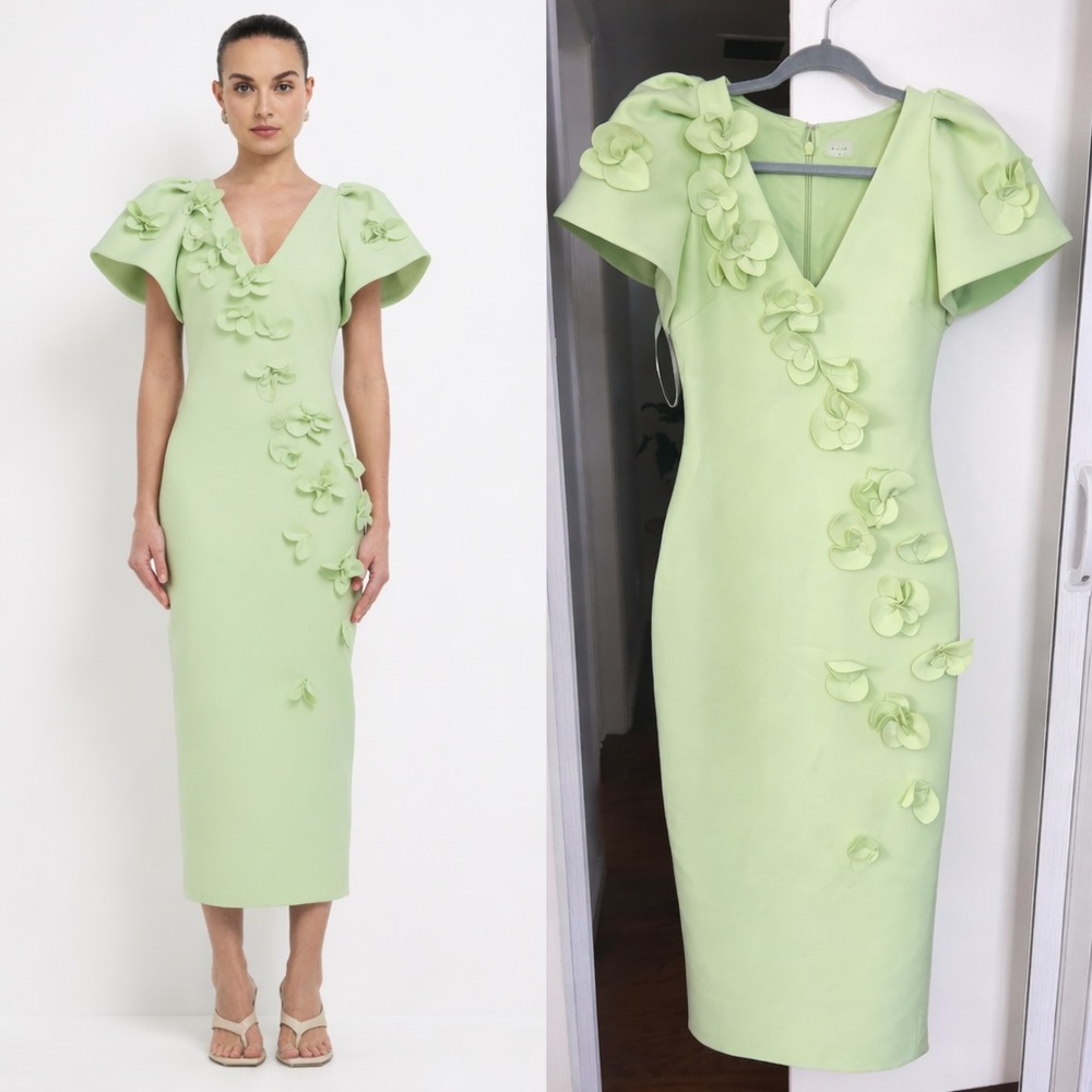SHEIKE MICHELLE MIDI DRESS elegant Green Floral Dress, 8
